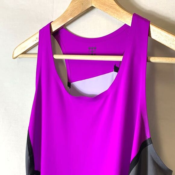 Title Nine Diamalete Purple Gray Colorblock Sleeveless Racerback Dress Size L - Picture 4 of 11
